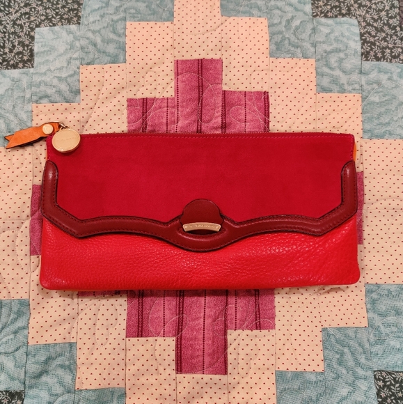 T Tahari Handbags - Large T Tahari Leather & Nubuck Clutch